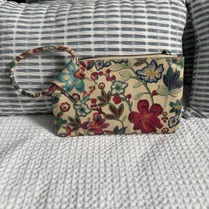 HOBO Floral Stitch Leather Sable Wristlet NWOT